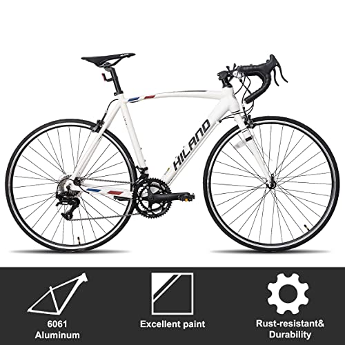 HH HILAND Hiland Road Bike 700c Racing Bike City Commuter Bicycle with 14 Speeds Drivetrain 50cm White