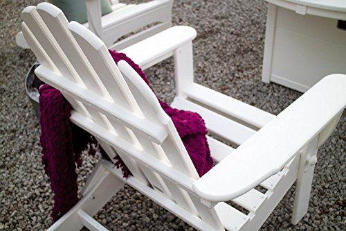 Polywood Classic Folding Adirondack 6-Piece Conversation Set with Fire Pit Table Slate Grey