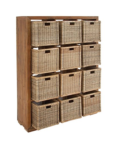 Deco 79 Wood Teak Rattan Basket 48x65 Inch Brown