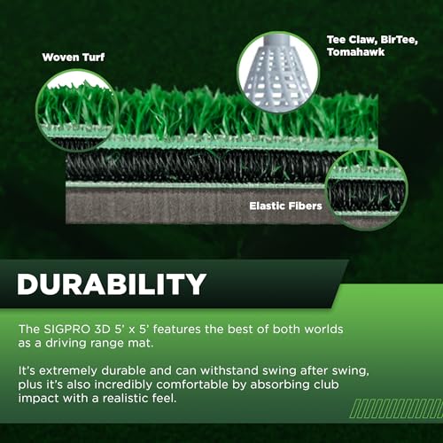 The Indoor Golf Shop SIGPRO 3D 5' x 5' Golf Mat - Durable and Realistic