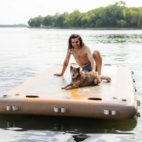 Paddle North Utility Dock Inflatable Swim Platform 12' Wood Grain