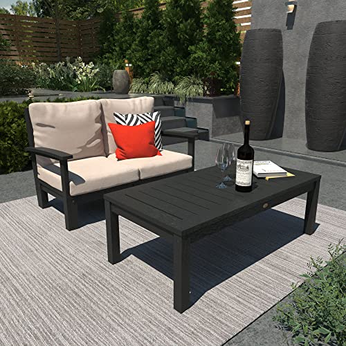 Highwood Bespoke Deep Seating Loveseat and Conversation Table Dune/Black