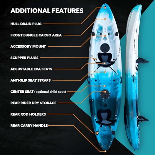 Driftsun Teton 120 Hard Shell Kayak for 2-3 People with Paddles Gray & White