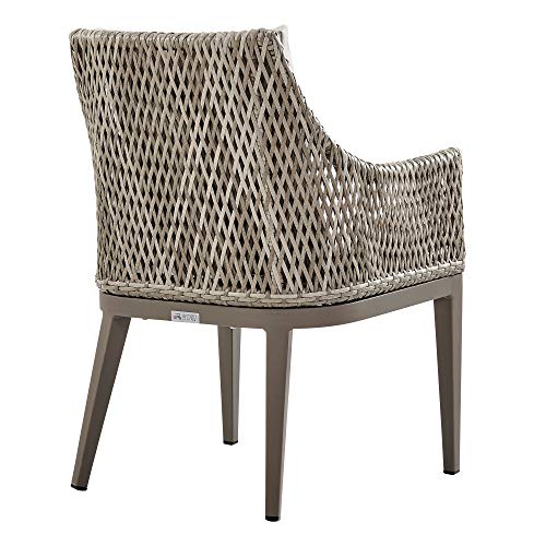 Armen Living Grenada Outdoor Wicker Aluminum Dining Chair Set of 2 Beige