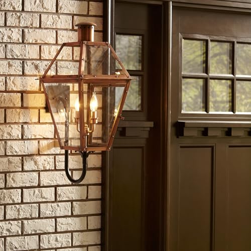 Quoizel Rue De Royal Charleston Outdoor Wall Lantern 29.5 Inch 4-Light Aged Copper