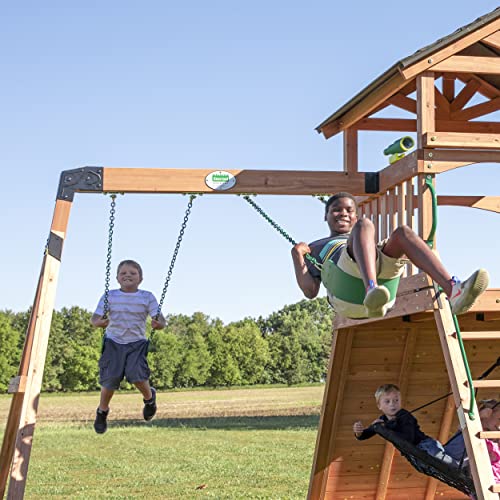 Backyard Discovery Endeavor Cedar Swing Set with Gray Wave Slide