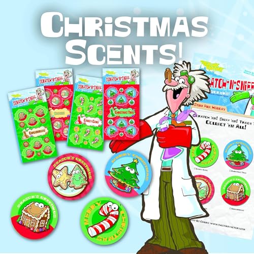 Just For Laughs Dr. Stinky's Scratch N Sniff Christmas Stickers Set 4-Pack Multi