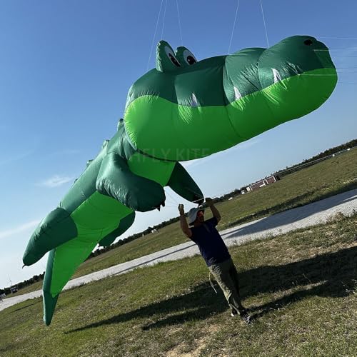 Yingfeida Large 10m Green Crocodile Inflatable Kite Ripstop Nylon