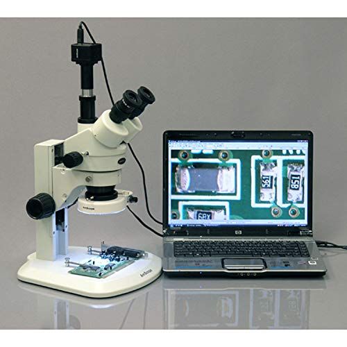 AmScope Digital Trinocular Stereo Zoom Microscope 3.5X-90X White