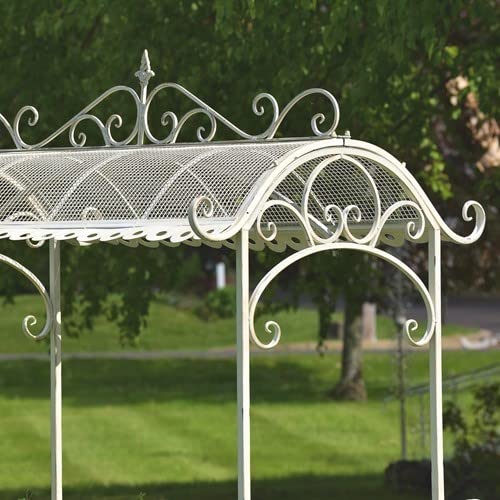 Zaer Ltd. Large Metal Commercial Flower Cart Display with Roof Antique White
