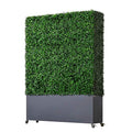 AGPL Artificial Boxwood Hedge Wall with Stainless Steel Planter Box Green 48"W x 12"D x 67"H