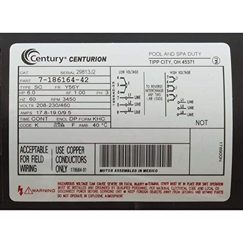 Unknown Motor Century 6.0thp 208v-230v/460v 3ph 1-SPD 56Cfr THD