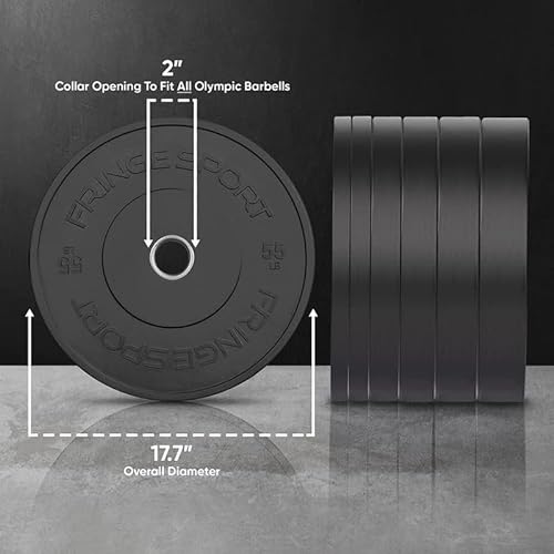 OneFitWonder Black Bumper Plate Sets - 460 lbs for Weightlifting & Strength Training