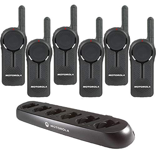 Motorola Solutions 6 DLR1060 Two Way Radios & 1 56531 Radio Charger Black