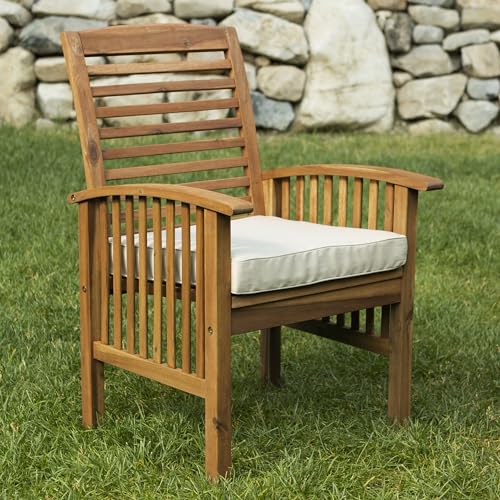 Walker Edison Maui Modern 6-Piece Solid Acacia Wood Outdoor Dining Set Brown
