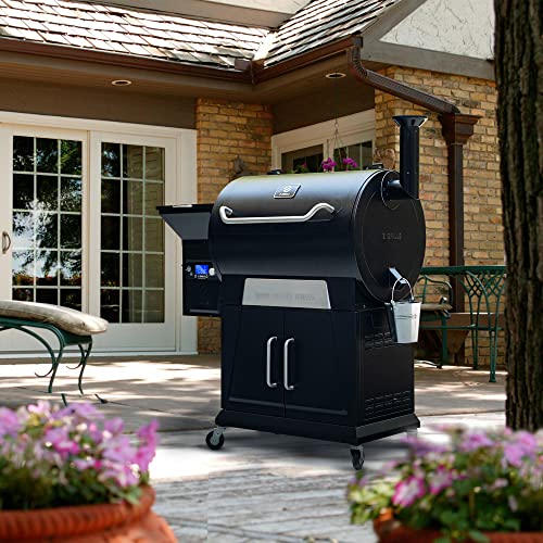 Z GRILLS Pellet Grill Smoker with PID 2.0 Controller, 700 Cooking Area, Meat Probes, Rain Cover Black