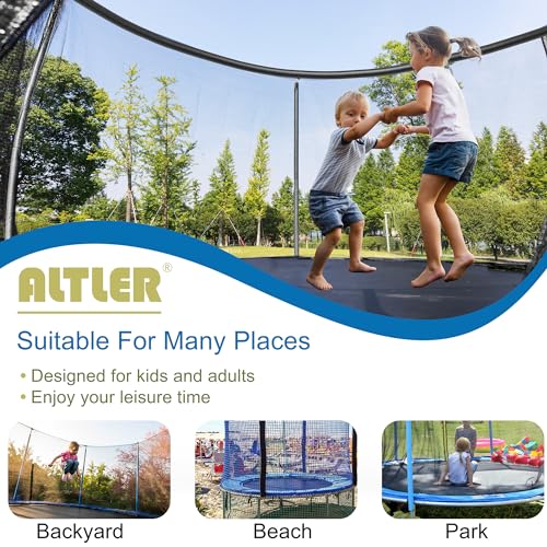 ALTLER 14FT Outdoor Trampoline with Enclosure Net Black