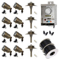 Lightkiwi A1676 Low Voltage LED Landscape Lighting Kit - (8) Macro Spotlights & (4) Path Lights Brass