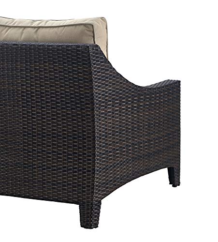Serta Tahoe Brown Resin Wicker Outdoor Patio Loveseat with Thick Cushion