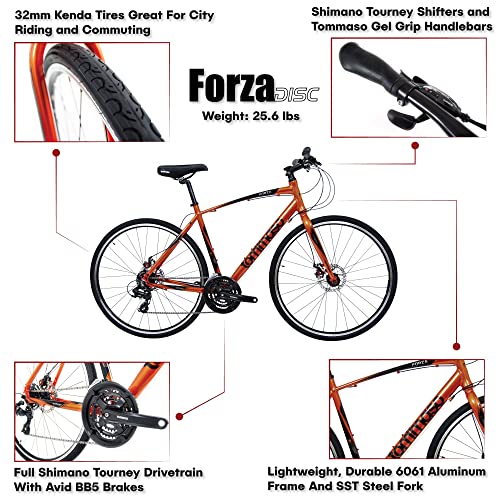 Tommaso Forza Shimano Tourney Hybrid Disc Brake Fitness Bike Orange Large
