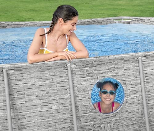 Bestway Power Steel Swim Vista Series II Above Ground Pool Set Grey Stone
