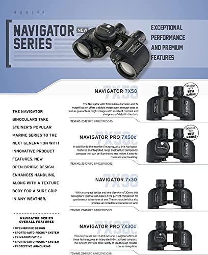 Steiner Navigator 7x50 Binoculars High Contrast Optics Sports-Auto Focus Navy Blue