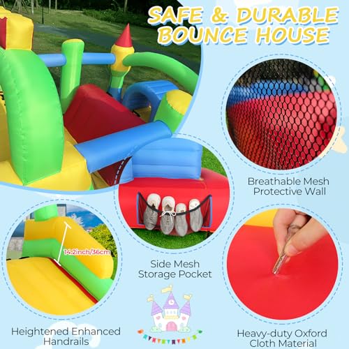 Whubefy Inflatable Obstacle Course Bounce House 18x8.2FT Multi-Color