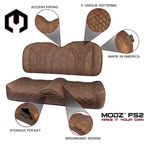 MODZ® FS2 Custom Golf Cart Front Seat for Yamaha Drive2 - [2017-Up] - Brown Base - Double Diamond Pattern