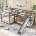 Jintop L-Shaped Bunk Bed with Slide & Ladder Grey