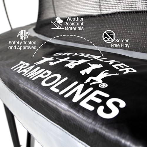 Skywalker Trampolines Epic Series 16 FT Round Outdoor Trampoline with Enclosure Net Black and Gray