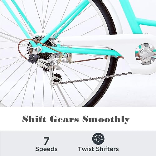 GENERIC Women's Beach Cruiser Bicycle 7 Speed 24 Inch Mint Green