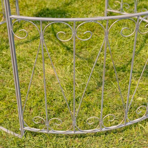 Zaer Ltd. Large Round Metal Garden Gazebo with 3 Entries and Side Walls Antique Bronze