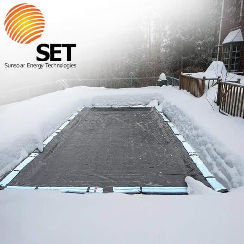 SET SunSolar Energy Technologies Mesh InGround Winter Pool Cover 30x60 Foot Rectangle Swimming Pool - Durable Loops 8-Yr Warranty