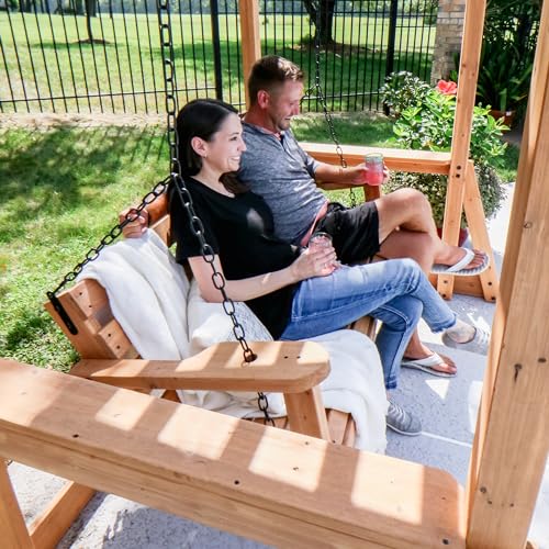 Backyard Discovery Callahan Cedar Wood Outdoor Pergola Swing Bench Light Brown