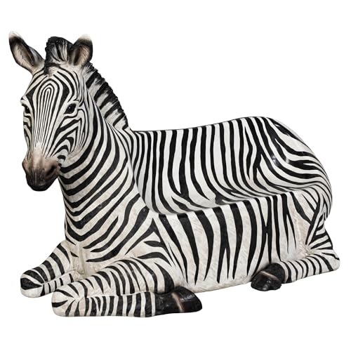 Design Toscano African Striped Zebra Photo-Op Sculptural Bench 68 Inch Black/White