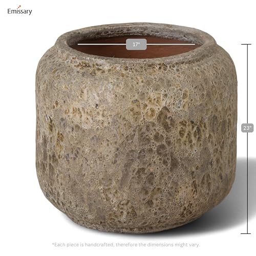 Emissary 23.5in Round Stoneware Planter Reef Green