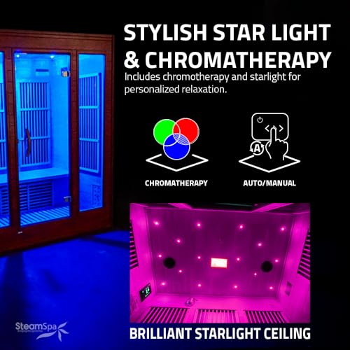 SteamSpa Infrared Hemlock Sauna Room with LED Control & Bluetooth