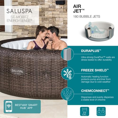 Bestway Coleman St Moritz AirJet Inflatable Hot Tub with EnergySense Cover & 6-Pack of SaluSpa Spa Seats