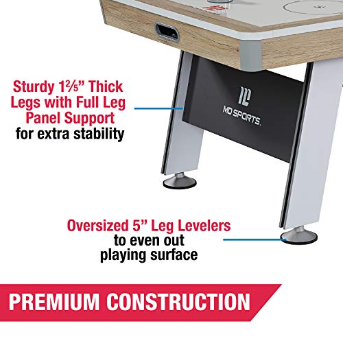 MD Sports 7' Hinsdale Air Powered Hockey Table with Pusher and Puck Set White/Gray