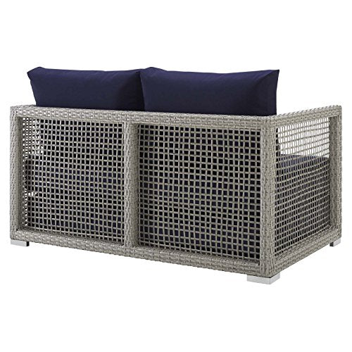 Modway Aura Outdoor Patio Loveseat Gray Navy