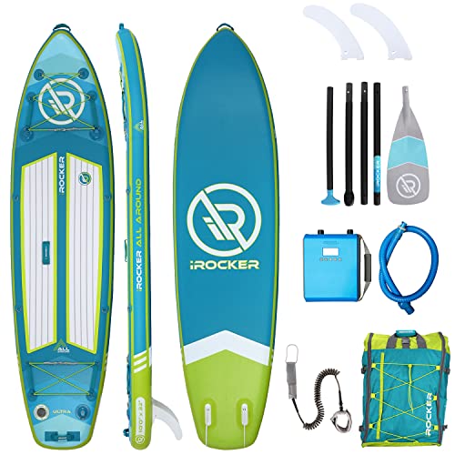 iROCKER Inflatable Stand Up Paddle Board Ultra Series Teal/Lime