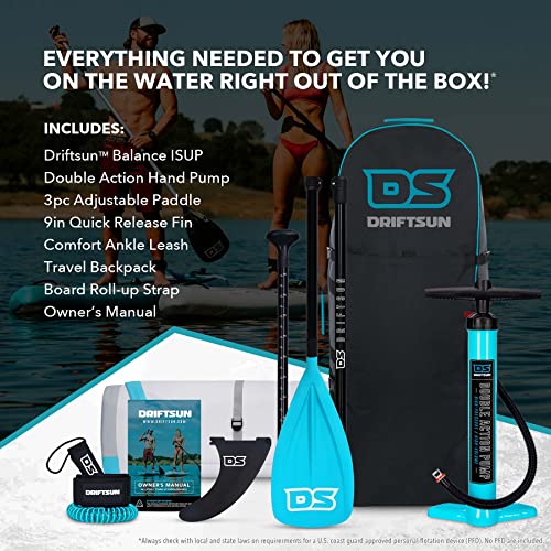 Driftsun Inflatable Stand Up Paddle Board - Extra Wide ISUP Package