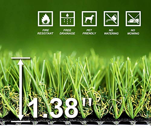 Moxie Direct Realistic Thick Artificial Grass 1.38in - 13ft x 82ft (1066 sq ft) Synthetic Lawn Rug