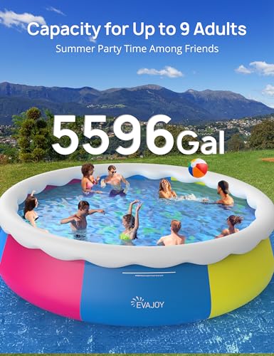 KLKE Inflatable Round Above Ground Swimming Pool Set Blue