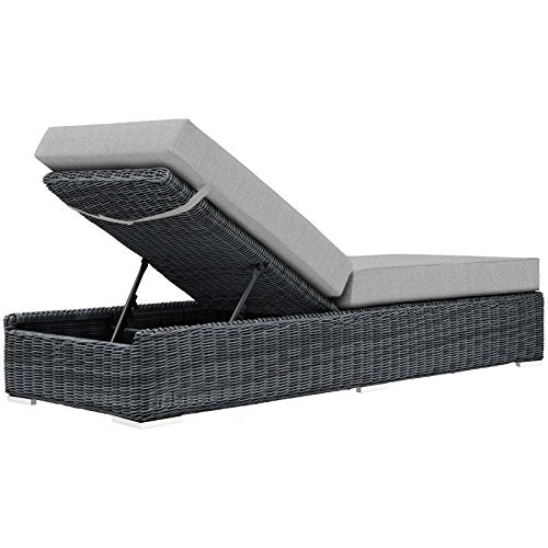 Modway Summon Outdoor Patio Chaise Lounge Chair with Sunbrella® Fabric Cushions Grey