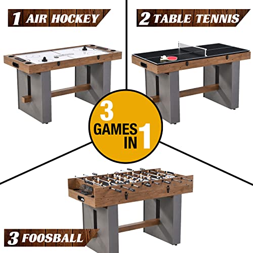 Barrington Billiards 3-in-1 Combination Game Table 54" Wood Grain/Concrete