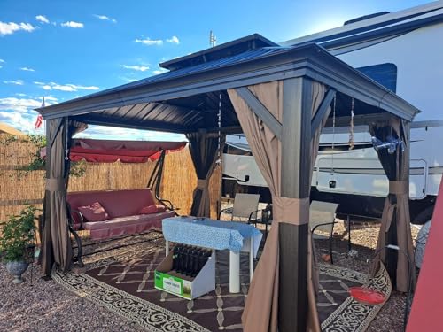 Domi Outdoor Living 10’ x 12’ Hardtop Gazebo Dark Brown