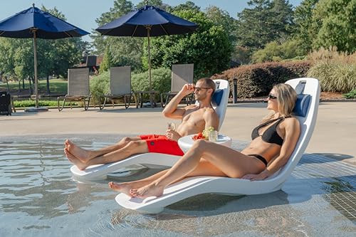 REZVANI FURNITURE STUDIO Tenjam Laylo Pool Lounge Chairs Set of Two White, White Granite and Gray Granite