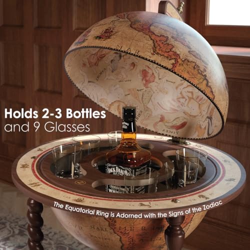 Waypoint Geographic Explora Bar Globe 16" Liquor Storage Mini Bar Honey Brown