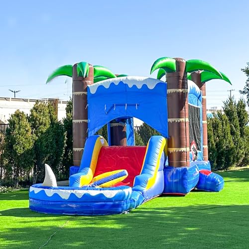 HERO KIDDO Ocean Shark Bounce House Water Slide Combo